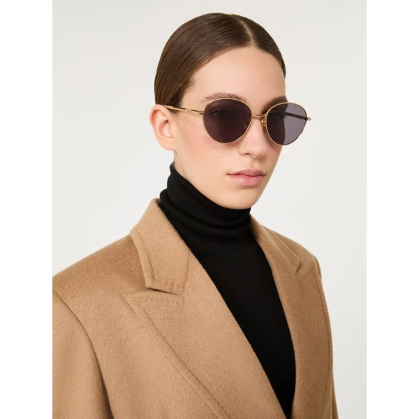 Max Mara Gestro Oval Sunglasses in Dark Grey | Sunglasses | Luxury Shoes 