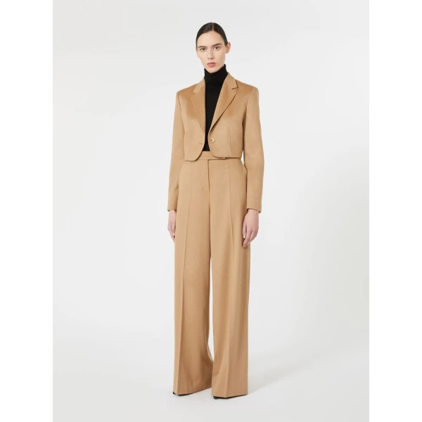 Max Mara Getti Cropped Light Camel Jacket in Camel | Blazers | Luxury Shoes 