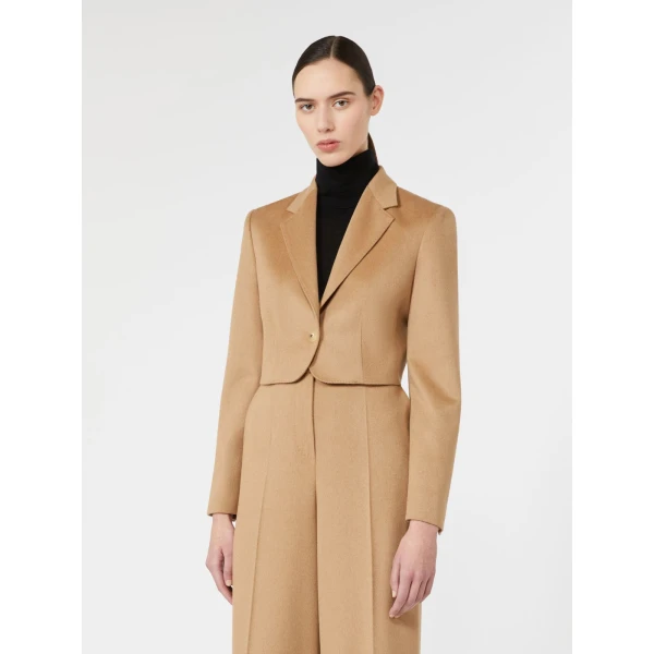 Max Mara Getti Cropped Light Camel Jacket in Camel | Blazers | Luxury Shoes 