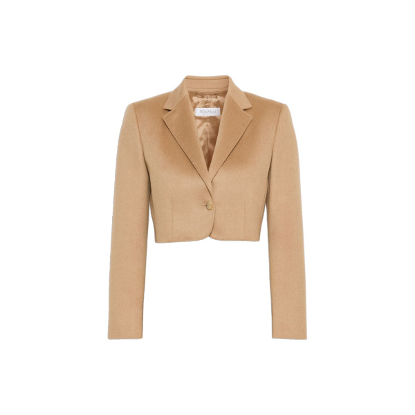 Max Mara Getti Cropped Light Camel Jacket in Camel | Blazers | Luxury Shoes 