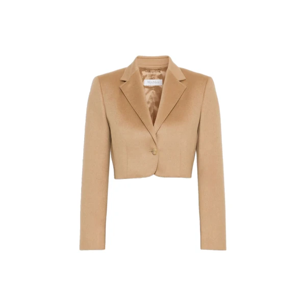 Max Mara Getti Cropped Light Camel Jacket in Camel | Blazers | Luxury Shoes 