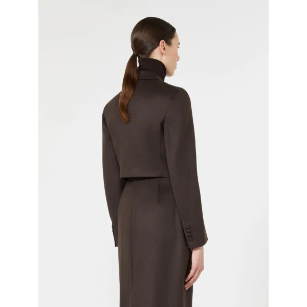 Max Mara Getti Cropped Light Camel Jacket in Dark Brown | Blazers | Luxury Shoes 