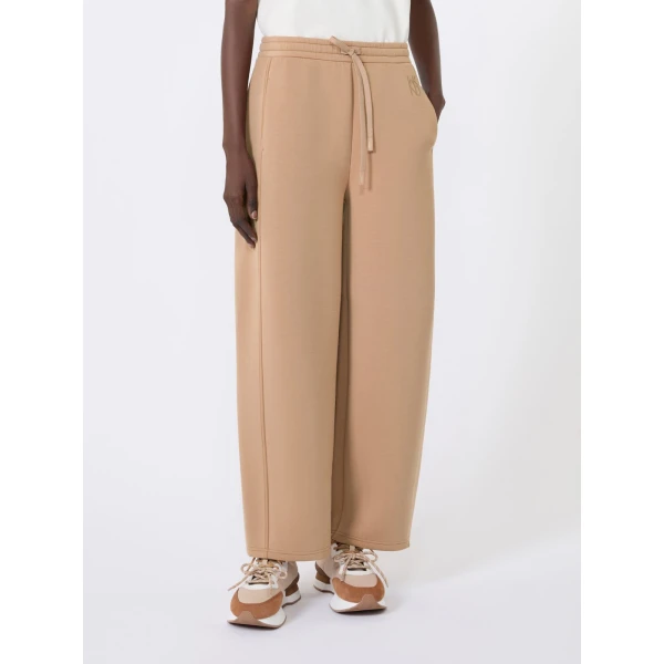 Max Mara Getto Scuba Jersey Barrel-Leg Trousers in Tobacco | Wide leg pants | Luxury Shoes 