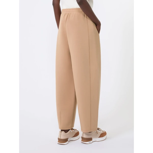 Max Mara Getto Scuba Jersey Barrel-Leg Trousers in Tobacco | Wide leg pants | Luxury Shoes 
