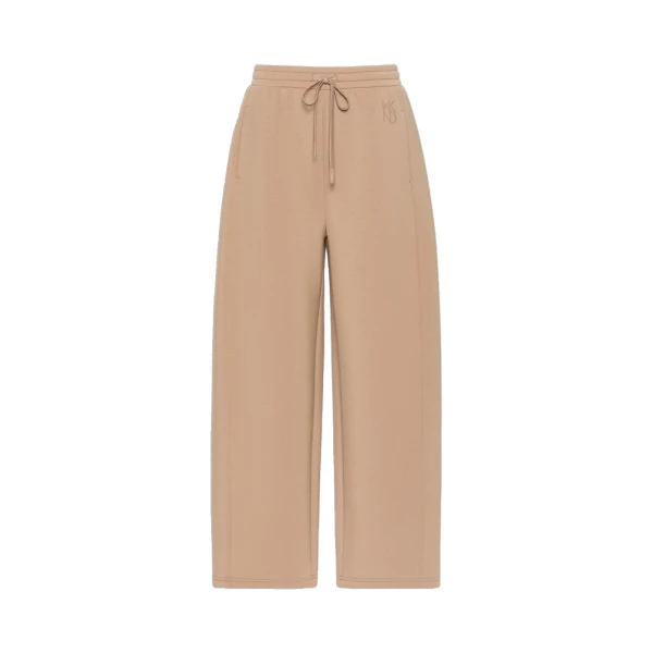 Max Mara Getto Scuba Jersey Barrel-Leg Trousers in Tobacco | Wide leg pants | Luxury Shoes 