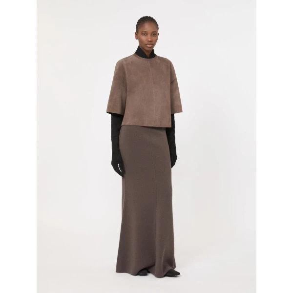 Max Mara Getto Suede Blouse in Mud | Leather Jackets | Luxury Shoes 