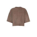 Max Mara Getto Suede Blouse in Mud | Leather Jackets | Luxury Shoes 