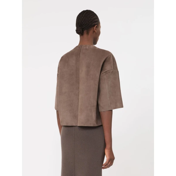 Max Mara Getto Suede Blouse in Mud | Leather Jackets | Luxury Shoes 