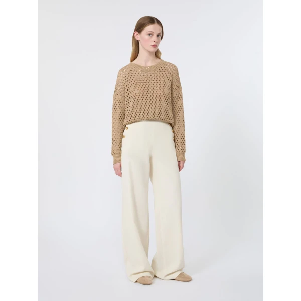 Max Mara Geyser Sequinned Cotton Sweater in Camel | Sweaters | Luxury Shoes 
