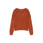 Max Mara Geyser Sequinned Cotton Sweater in Terra Cotta | Sweaters | Luxury Shoes 