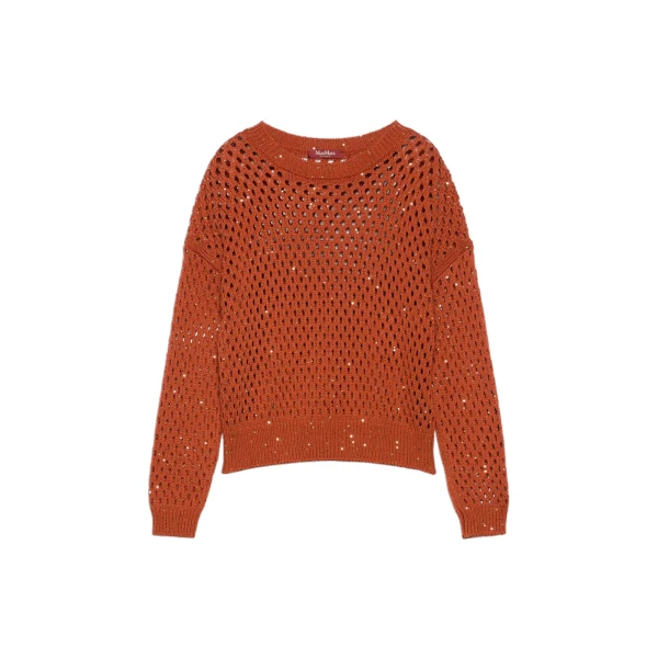 Geyser Sequinned Cotton Sweater in Terra Cotta