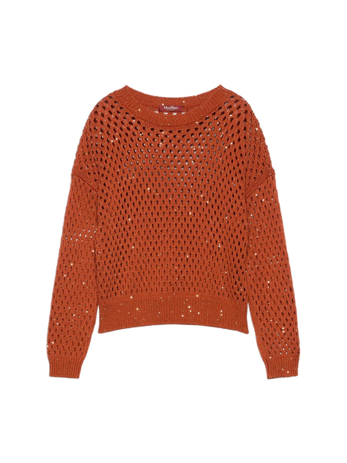 Max Mara Geyser Sequinned Cotton Sweater in Terra Cotta Max Mara Geyser Sequinned Cotton Sweater in Terra Cotta | Sweaters | Luxury Shoes
