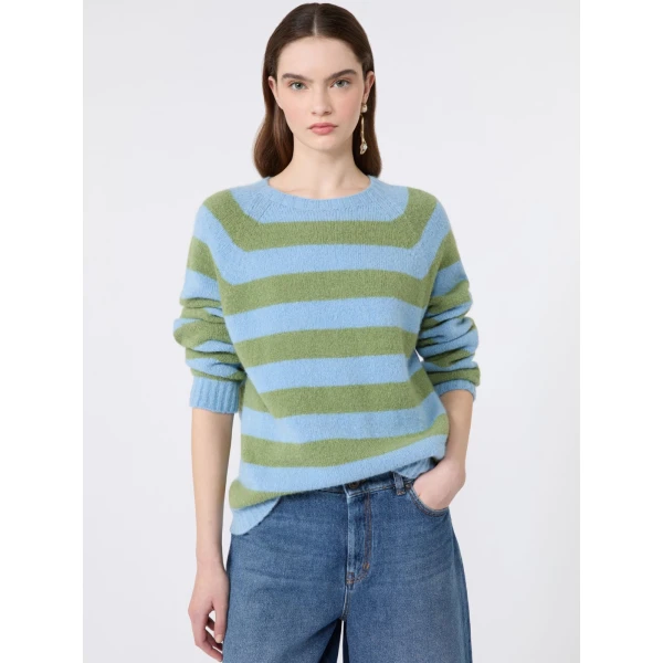 Max Mara Ghiacci Alpaca and Cotton Jumper in Light Blue | Sweaters | Luxury Shoes 