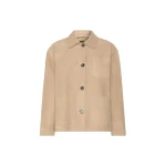 Max Mara Ghiera Suede Pocket Shacket in Beige | Leather Jackets | Luxury Shoes 
