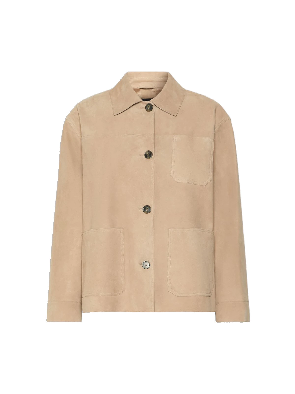 Max Mara Ghiera Suede Pocket Shacket in Beige Max Mara Ghiera Suede Pocket Shacket in Beige | Leather Jackets | Luxury Shoes
