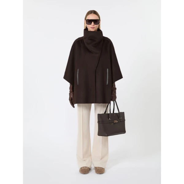 Max Mara Ghiotto Cashmere Double Drap Cape in Dark Brown | Coats | Luxury Shoes 