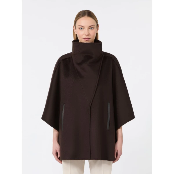 Max Mara Ghiotto Cashmere Double Drap Cape in Dark Brown | Coats | Luxury Shoes 