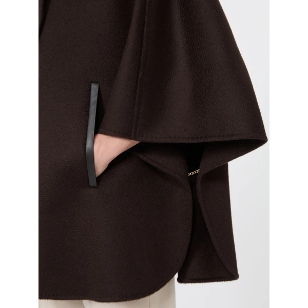 Max Mara Ghiotto Cashmere Double Drap Cape in Dark Brown | Coats | Luxury Shoes 