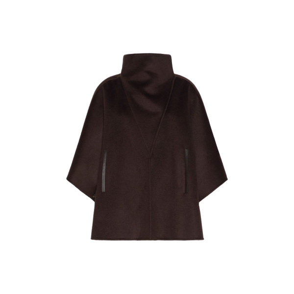 Max Mara Ghiotto Cashmere Double Drap Cape in Dark Brown | Coats | Luxury Shoes 