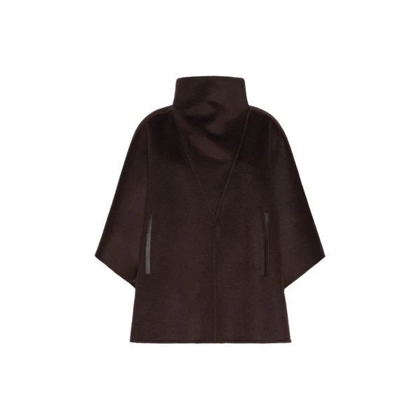 Max Mara Ghiotto Cashmere Double Drap Cape in Dark Brown | Coats | Luxury Shoes 