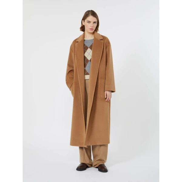Max Mara Giambo Long Wool Beaver Cloth Coat in Camel | Wool Coat | Luxury Shoes 
