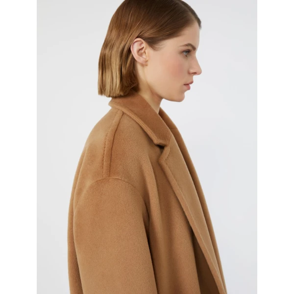 Max Mara Giambo Long Wool Beaver Cloth Coat in Camel | Wool Coat | Luxury Shoes 