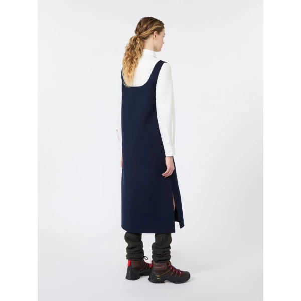 Max Mara Giambo Wool Blend Drap Midi Dress in Midnight Blue | Midi Dresses | Luxury Shoes 