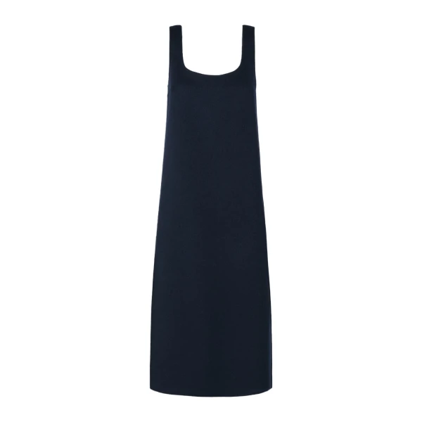 Max Mara Giambo Wool Blend Drap Midi Dress in Midnight Blue | Midi Dresses | Luxury Shoes 