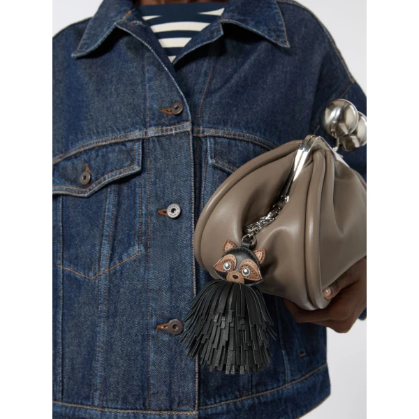 Max Mara Gigante Fringed Nappa Leather Keyring in Medium Grey | Bag charms | Luxury Shoes 
