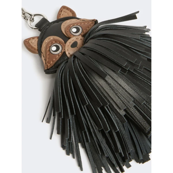 Max Mara Gigante Fringed Nappa Leather Keyring in Medium Grey | Bag charms | Luxury Shoes 