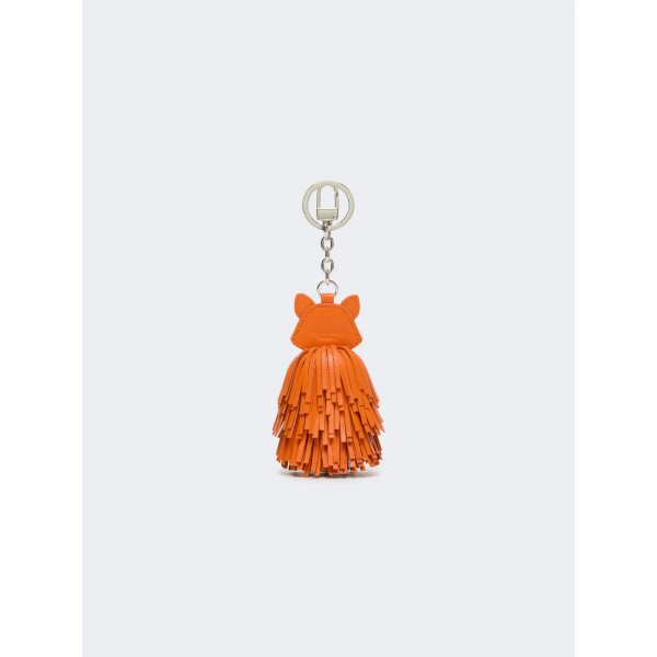 Max Mara Gigante Fringed Nappa Leather Keyring in Orange | Bag charms | Luxury Shoes 
