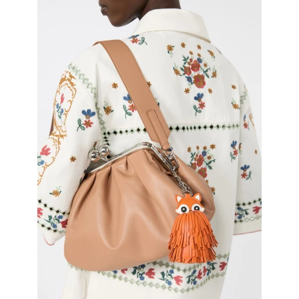 Max Mara Gigante Fringed Nappa Leather Keyring in Orange | Bag charms | Luxury Shoes 