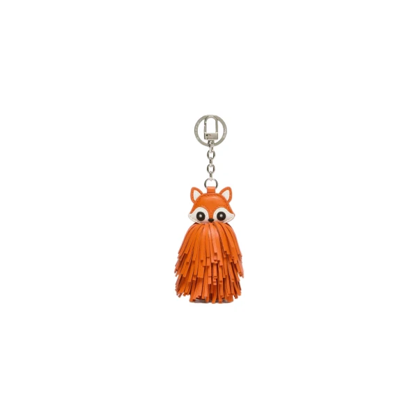 Gigante Fringed Nappa Leather Keyring in Orange