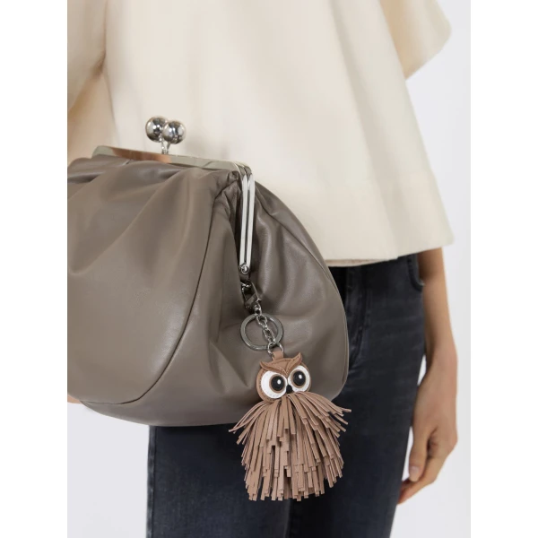 Max Mara Gigante Fringed Nappa Leather Keyring in Turtledove | Bag charms | Luxury Shoes 