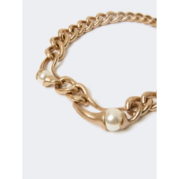Max Mara Giglio Metal Chain Choker Necklace in Gold | Necklace | Luxury Shoes 