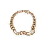 Max Mara Giglio Metal Chain Choker Necklace in Gold | Women | Luxury Shoes 
