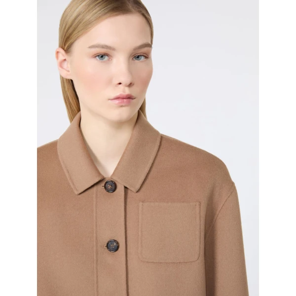 Max Mara Giglio Wool Drap Cropped Jacket in Camel | Blazers | Luxury Shoes 