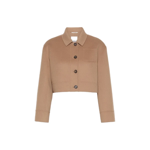 Giglio Wool Drap Cropped Jacket in Camel