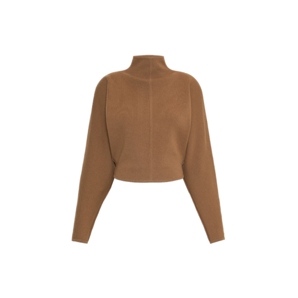 Max Mara Giglio Wool and Cashmere Cropped Jumper in Camel | Sweaters | Luxury Shoes 