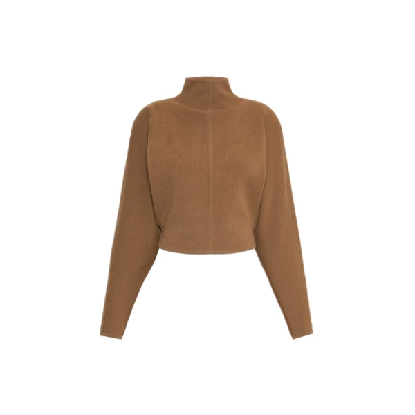 Giglio Wool and Cashmere Cropped Jumper in Camel