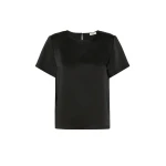 Max Mara Gilbert Satin Crew-Neck T-Shirt in Black | T-shirts | Luxury Shoes 