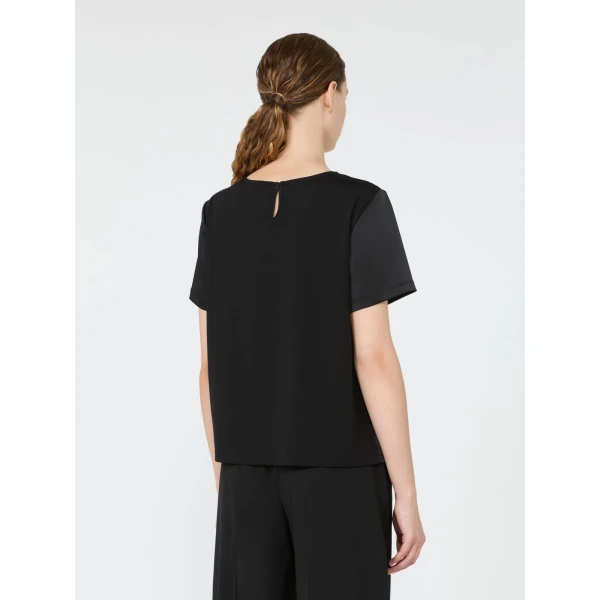 Max Mara Gilbert Satin Crew-Neck T-Shirt in Black | T-shirts | Luxury Shoes 