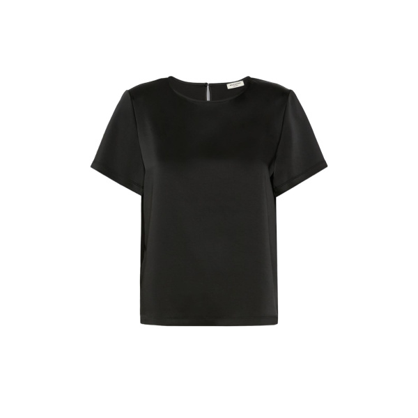 Max Mara Gilbert Satin Crew-Neck T-Shirt in Black | T-shirts | Luxury Shoes 