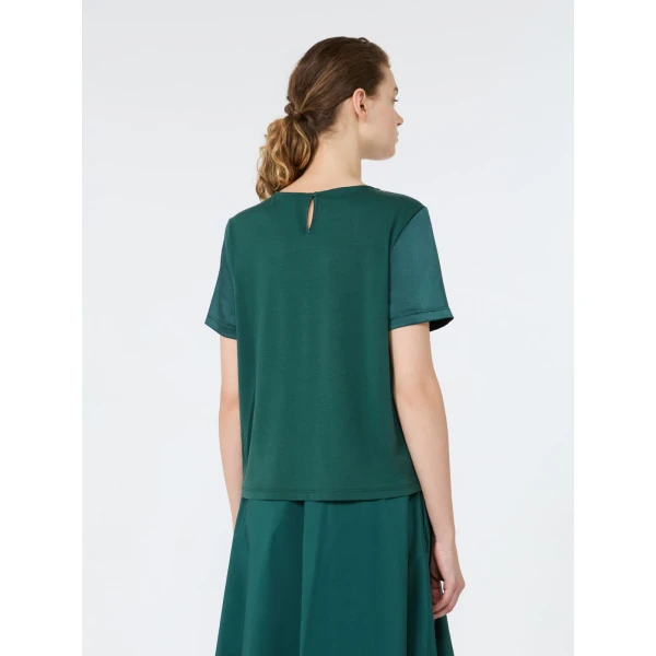 Max Mara Gilbert Satin Crew-Neck T-Shirt in Green | T-shirts | Luxury Shoes 