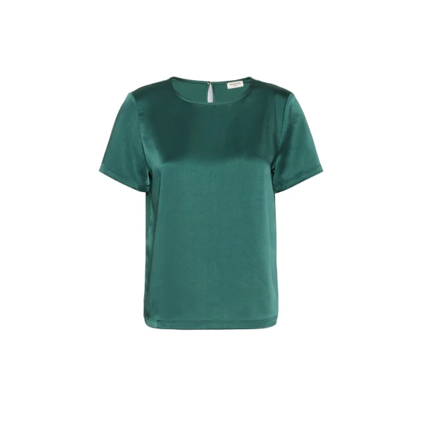 Max Mara Gilbert Satin Crew-Neck T-Shirt in Green | T-shirts | Luxury Shoes 