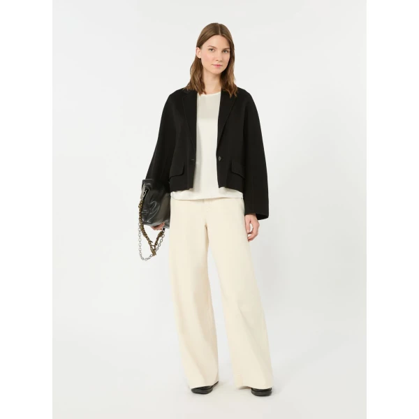Max Mara Gilbert Satin Crew-Neck T-Shirt in Ivory | T-shirts | Luxury Shoes 