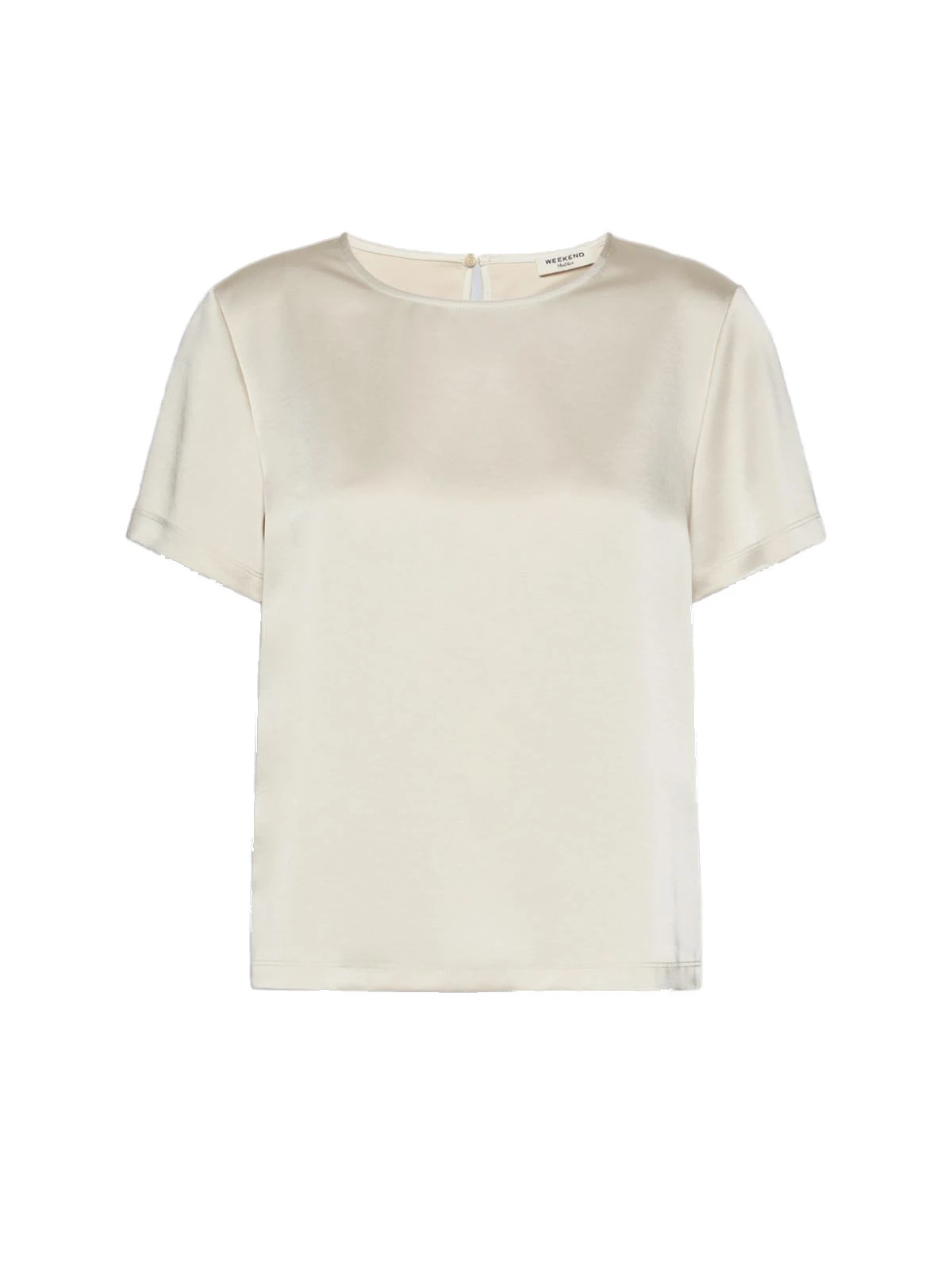 Max Mara Gilbert Satin Crew-Neck T-Shirt in Ivory Max Mara Gilbert Satin Crew-Neck T-Shirt in Ivory | T-shirts | Luxury Shoes