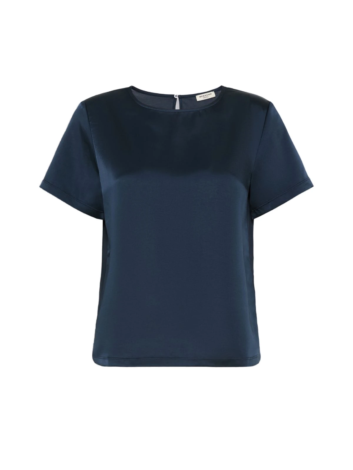 Max Mara Gilbert Satin Crew-Neck T-Shirt in Navy Max Mara Gilbert Satin Crew-Neck T-Shirt in Navy | T-shirts | Luxury Shoes