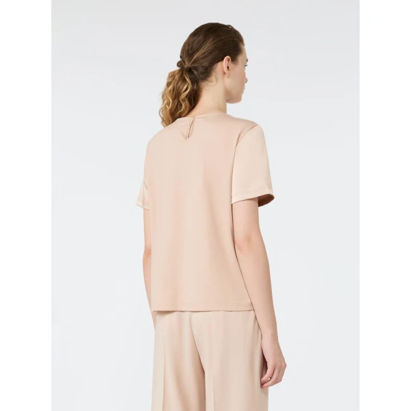 Max Mara Gilbert Satin Crew-Neck T-Shirt in Pink | T-shirts | Luxury Shoes 