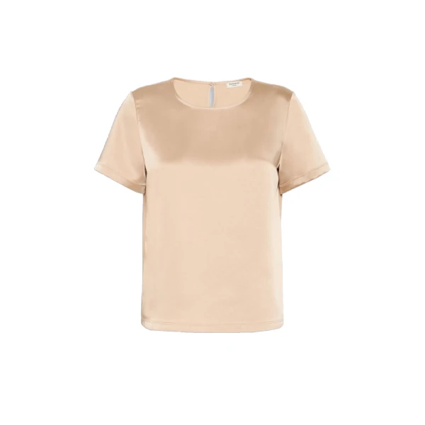 Max Mara Gilbert Satin Crew-Neck T-Shirt in Pink | T-shirts | Luxury Shoes 